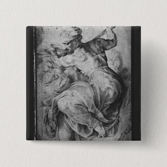 Der libysche Sibyl, nach Michangelo Buonarroti Button (Vorderseite)