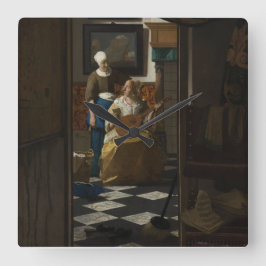 Der Liebe-Buchstabe durch Johannes Vermeer Quadratische Wanduhr