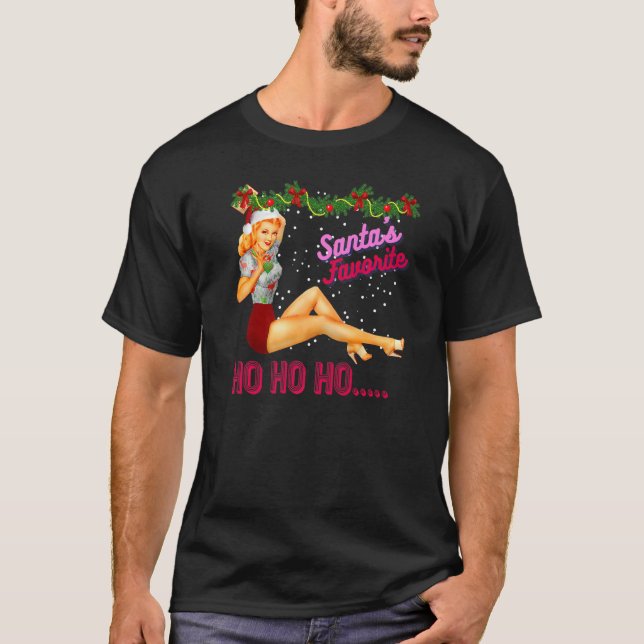 Der Liebling des Weihnachtsmanns Ho Ho Ho Nice Nau T-Shirt (Vorderseite)