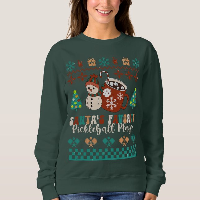 Der Lieblings-Pickleball-Spieler des Weihnachtsman Sweatshirt (Vorderseite)