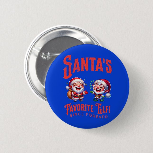 Der Lieblingself des Weihnachtsmanns seit jeher Button (Vorne & Hinten)