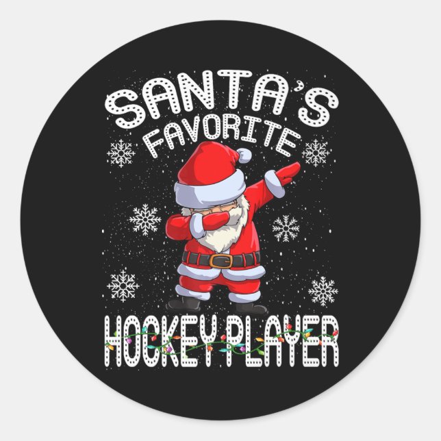 Der Lieblingshockeyspieler des Weihnachtsmanns Mer Runder Aufkleber (Vorderseite)
