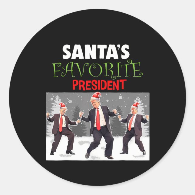 Der Lieblingspräsident des Weihnachtsmanns, Trump, Runder Aufkleber (Vorderseite)