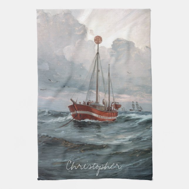 Der Lightship an Skagen Riff personifizieren Geschirrtuch (Vertikal)