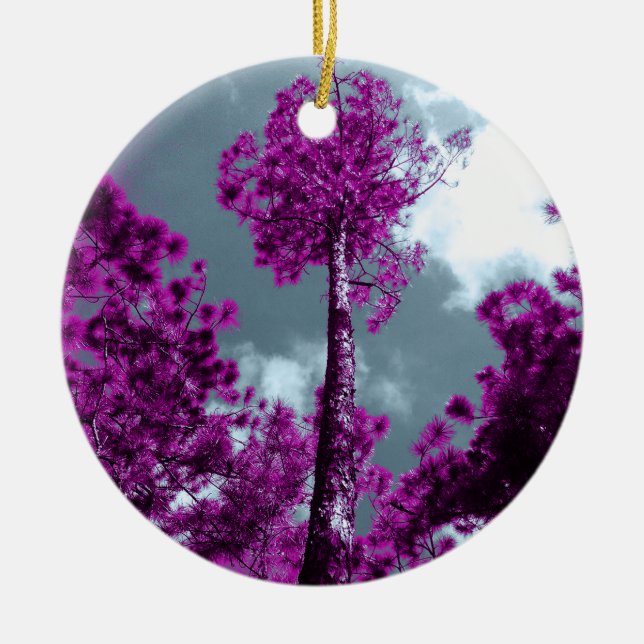 Der Lila Baum Keramik Ornament (Vorne)