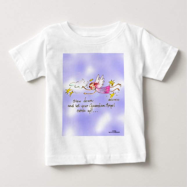 Der lila, goldene Engel sagt langsamer Baby T-shirt (Vorderseite)