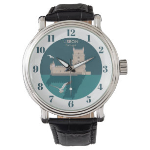 Der Lissaboner Turm von Belem im Stil eines alten  Armbanduhr