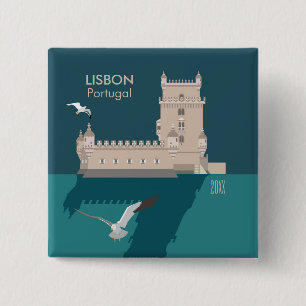 Der Lissaboner Turm von Belem im Stil eines alten  Button
