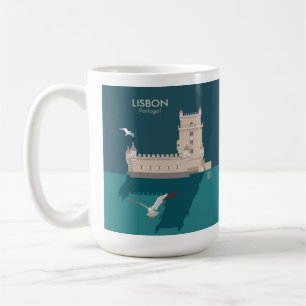 Der Lissaboner Turm von Belem im Stil eines alten Kaffeetasse