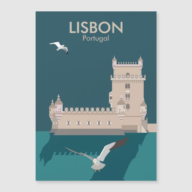 Der Lissaboner Turm von Belem im Stil eines alten  Magnetkarte (Vorderseite)