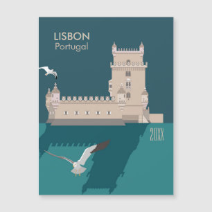 Der Lissaboner Turm von Belem im Stil eines alten  Magnetkarte