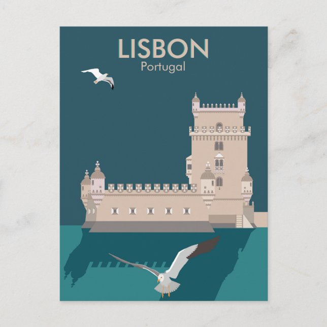 Der Lissaboner Turm von Belem im Stil eines alten  Postkarte (Vorderseite)