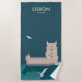 Der Lissaboner Turm von Belem im Stil eines alten  Strandtuch