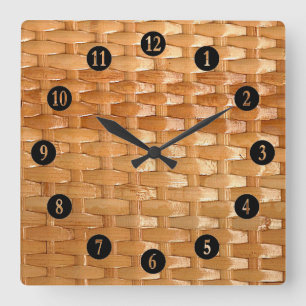 Der Look der Lacquer Wicker Basketweave Textur Quadratische Wanduhr