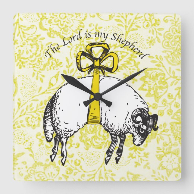 Der LORD ist mein Hirte Psalm 23 Quadratische Wanduhr (Vorderseite)