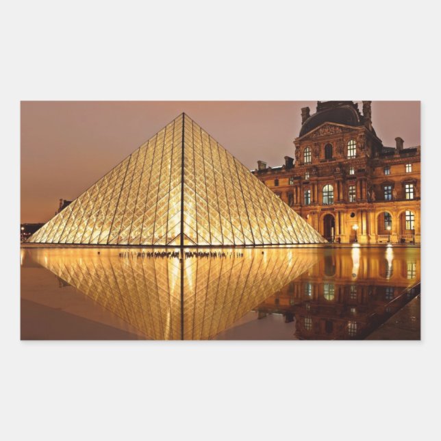 Der Louvre Pyramide im Hof des Louvre Rechteckiger Aufkleber (Vorderseite)