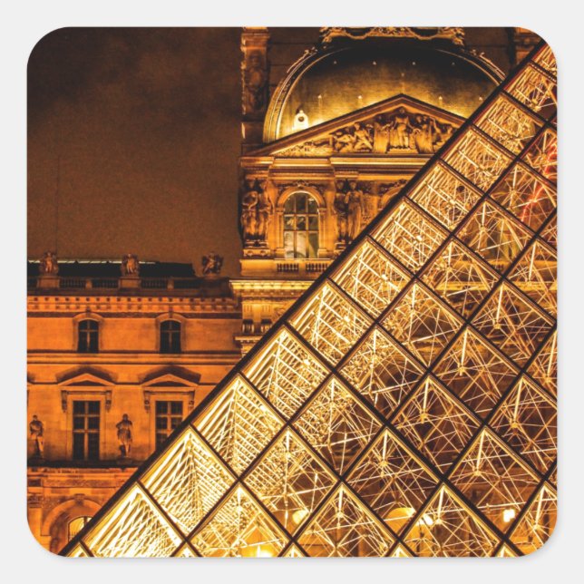Der Louvre Quadratischer Aufkleber (Vorderseite)