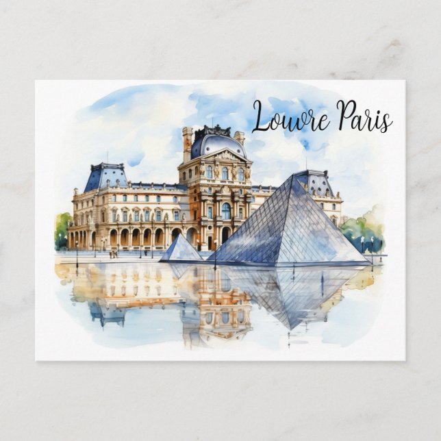 Der Louvre und die Ikonische Pyramide Postkarte (Vorderseite)