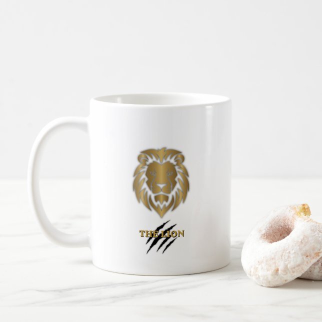 Der Löwe Gold & Schwarz Grafik-Mug Kaffeetasse (Mit Donut)