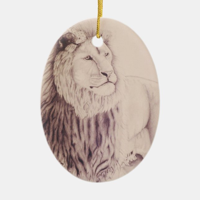 Der Löwe Judah der frohe Weihnacht-Verzierung Keramikornament (Vorne)