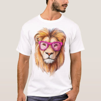 Der Löwe mit rosa Brille T-Shirt