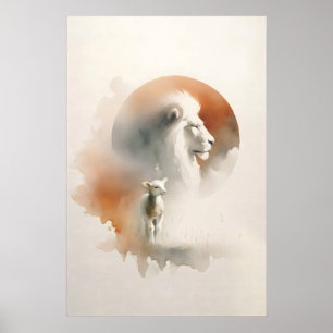 Der Löwe und das Lamm Aquarell Christliche Bibel Poster