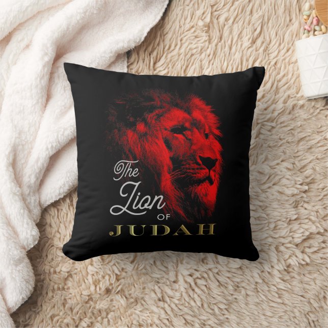 Der Löwe von Judah Black Red Gold Christlich Kissen (Decke)