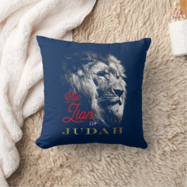 Der Löwe von Judah Navy Blue Red Gold Christlich Kissen