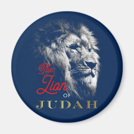 Der Löwe von Judah Navy Blue Red Gold Christlich Magnet