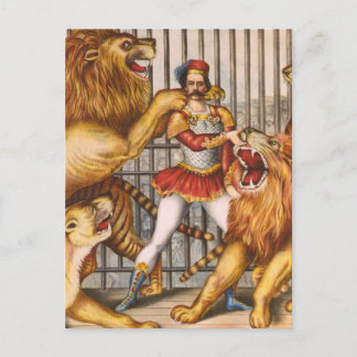 Der Löwenbändiger Vintage-Zirkusposter Postkarte