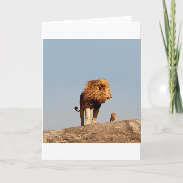 Der Löwenkönig ( Adult Löwe und Cub ) Karte (Vorderseite)