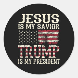 Der lustige amerikanische Jesus ist mein Retter Tr Runder Aufkleber
