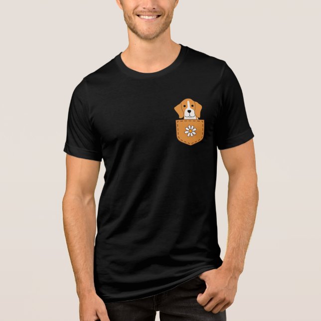 Der lustige Beagle in der Tasche Tri-Blend Shirt (Vorderseite)