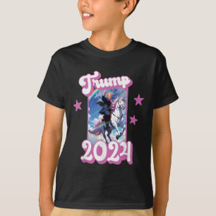 Der lustige Donald Trump reitet ein Einhorn. Pink  T-Shirt