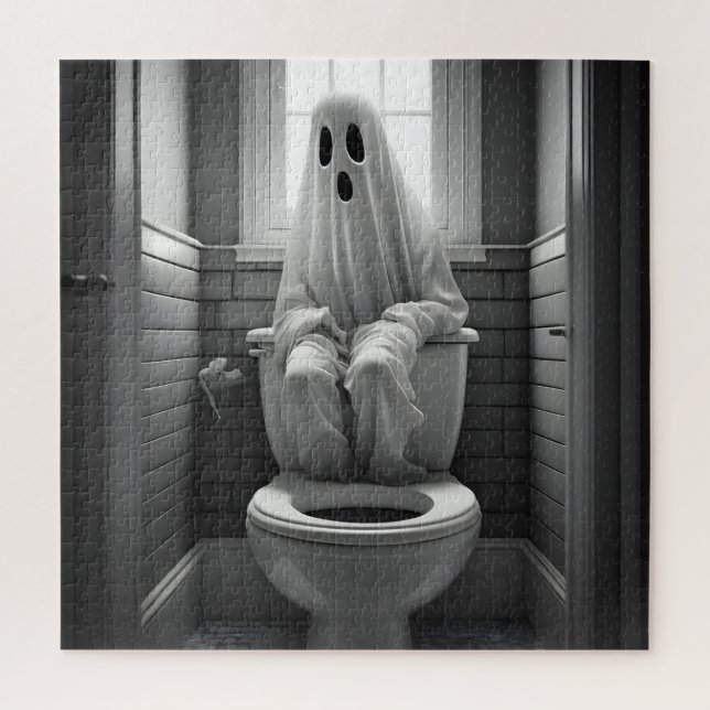 Der lustige Geist sitzt auf der Toilette (Vertikal)