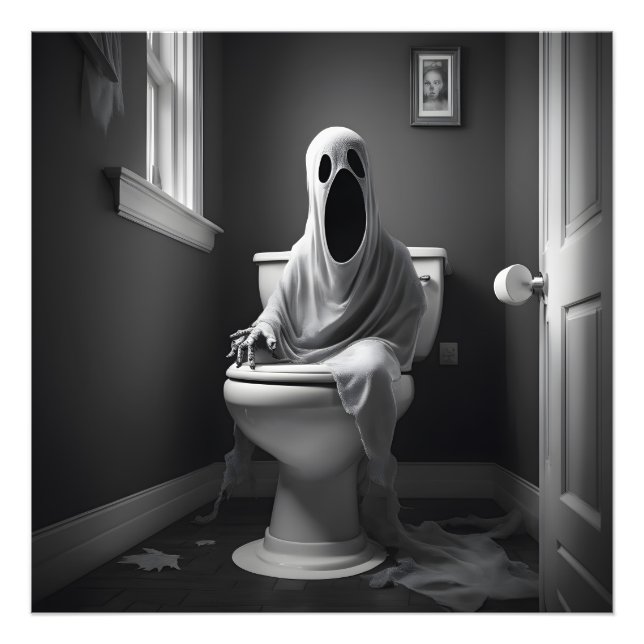 Der lustige Geist sitzt auf der Toilette Fotodruck (Vorne)