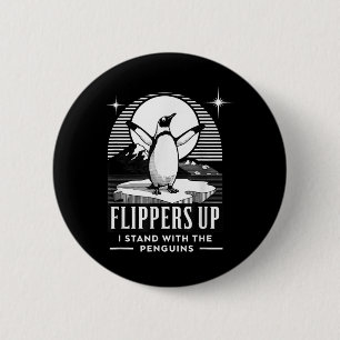 Der lustige Pinguin zieht mich hoch und steht mit Button