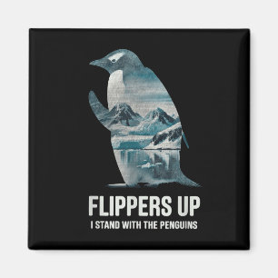 Der lustige Pinguin zieht mich hoch und steht mit  Magnet