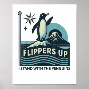 Der lustige Pinguin zieht mich hoch und steht mit  Poster