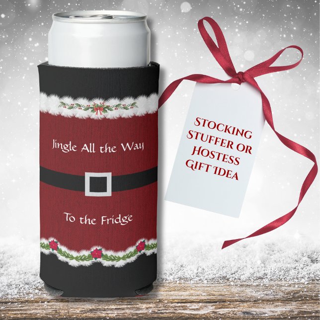 Der lustige Red Santa Anzug Jingle Selters Dosenkühler (This hilarious Santa Suit can cooler makes a great stocking stuffer for your holiday party.)