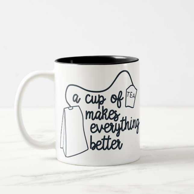 Der lustige Teecup macht alles besser Zweifarbige Tasse (Links)