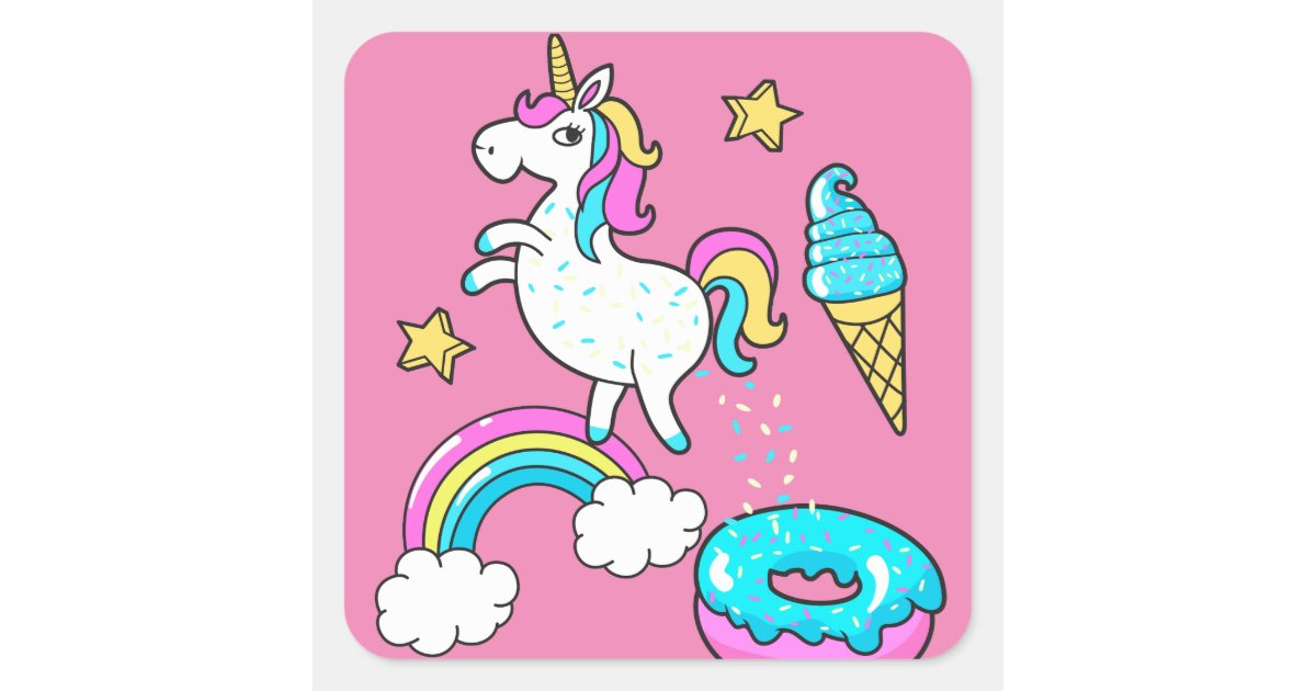 Der Lustige Unicorn Der Regenbogen Kackt Quadratischer Aufkleber Zazzle Ch