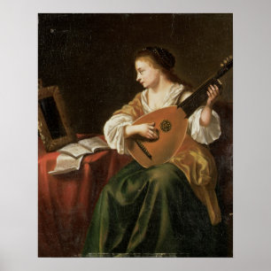 Der Lute Player (Öl auf der Tafel) Poster