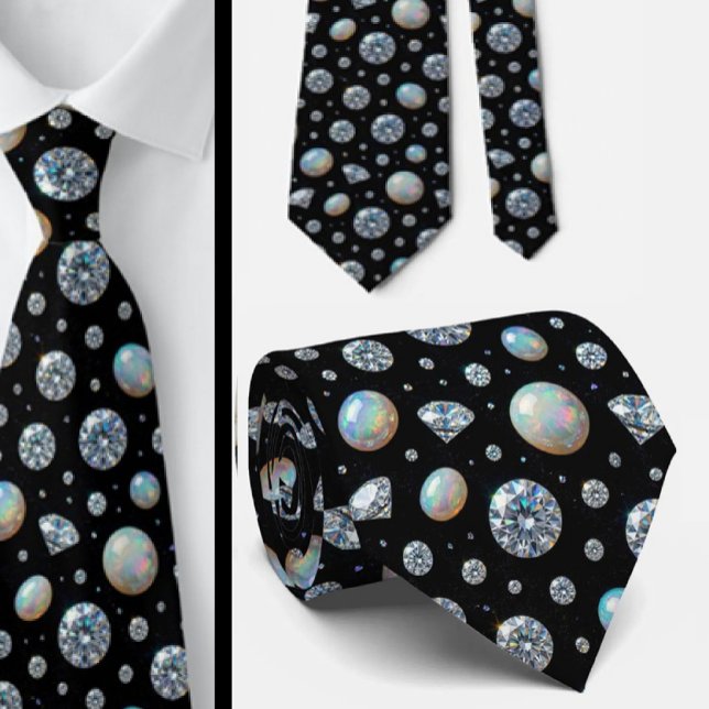 Der Luxusmann | Schwarze Fliege mit Diamant-Opal-M Krawatte (Von Creator hochgeladen)