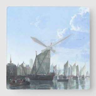Der Maas bei Dordrecht Quadratische Wanduhr