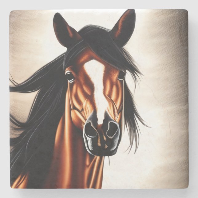 Der majestätische Mustang - der Geist der Freiheit Steinuntersetzer (Vorderseite)