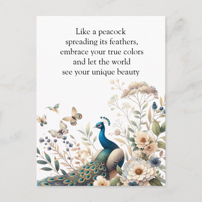 Der majestätische Pfau Postkarte (Vorderseite)