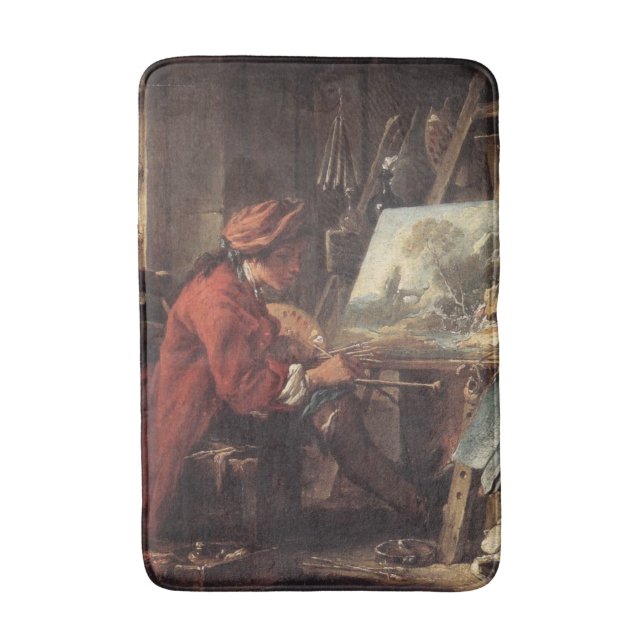 Der Maler in Seinem Studio (von François Boucher) Badematte (Vorderseite Vertikal)