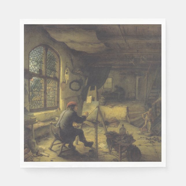 Der Maler in seiner Werkstatt (Künstlerstudio) Serviette (Vorderseite)