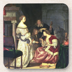 Der Maler mit seiner Familie, 1675 (Öl auf Platte) Untersetzer